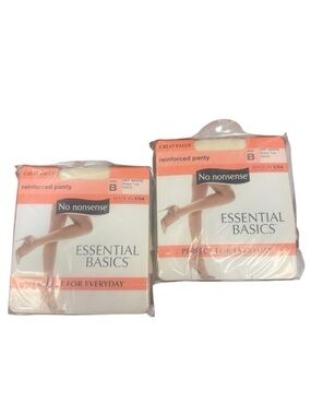 (2 Pack) No Nonsense Essential Basics Size B Off White Sheer Toe Pantyhose NEW